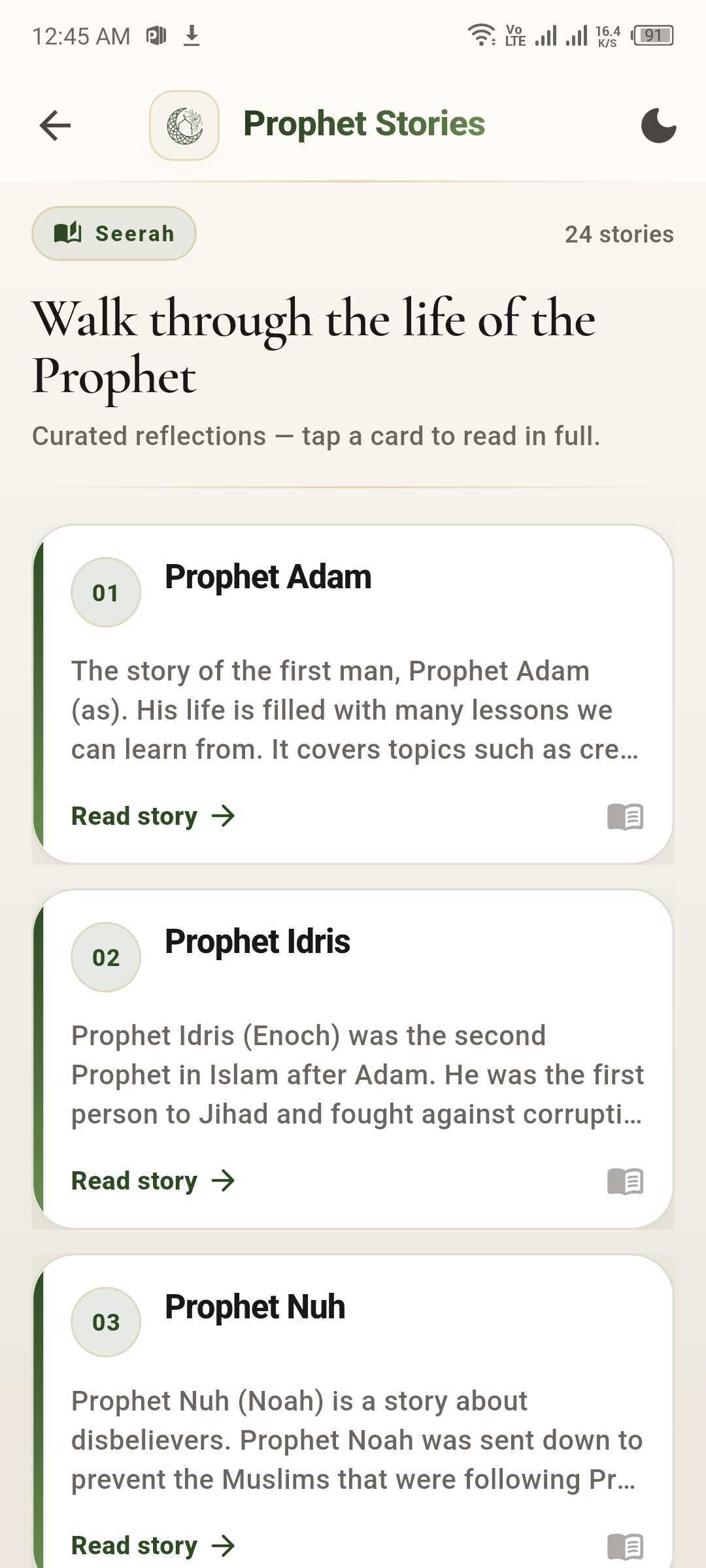 Prophet Stories list